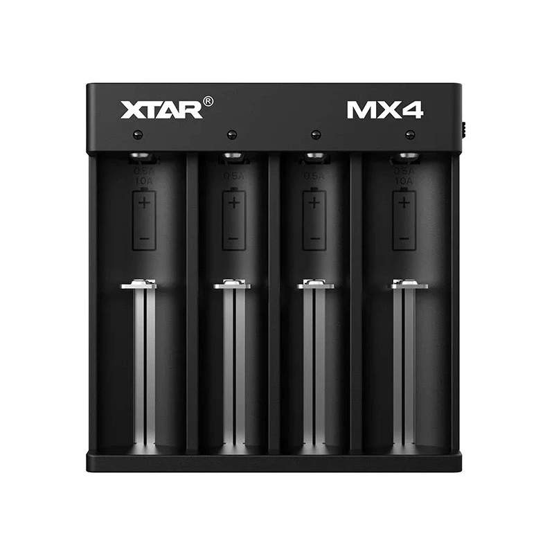 Caricatore XTAR MX4 4 slot universale Li-Ion NiMH USB-C, nero, supporta 4 batterie