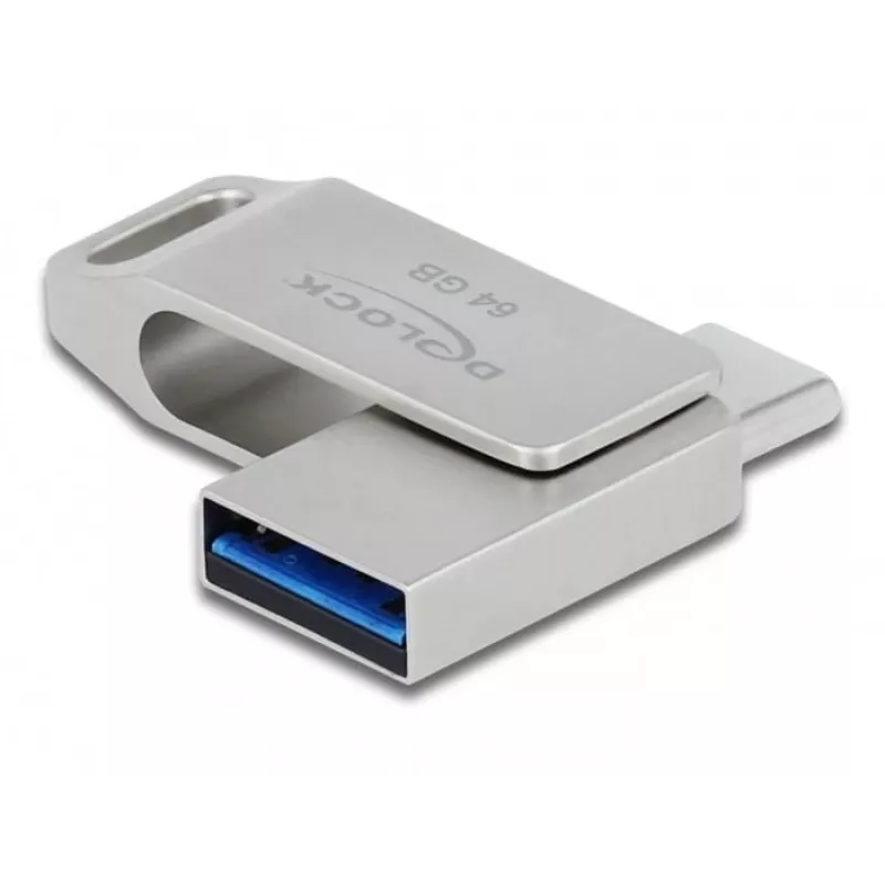 Chiavetta USB DeLOCK 64 GB USB-C Type-A girevole case in metallo