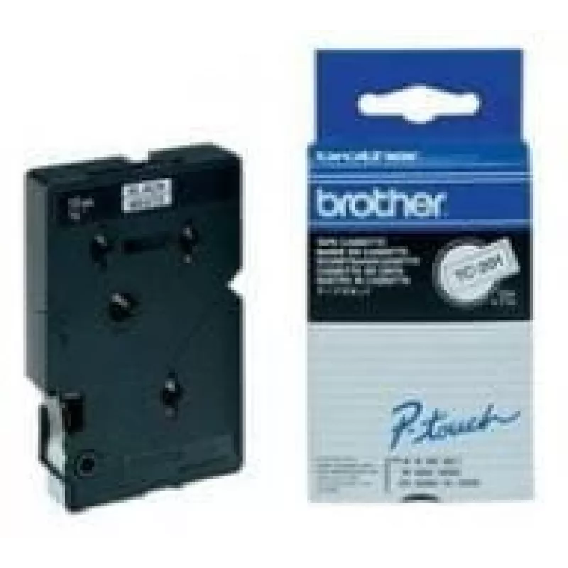 Brother Gloss Laminated Labelling Tape - 12 mm, nero/bianco, confezione da 10 nastro per etichettatura TC