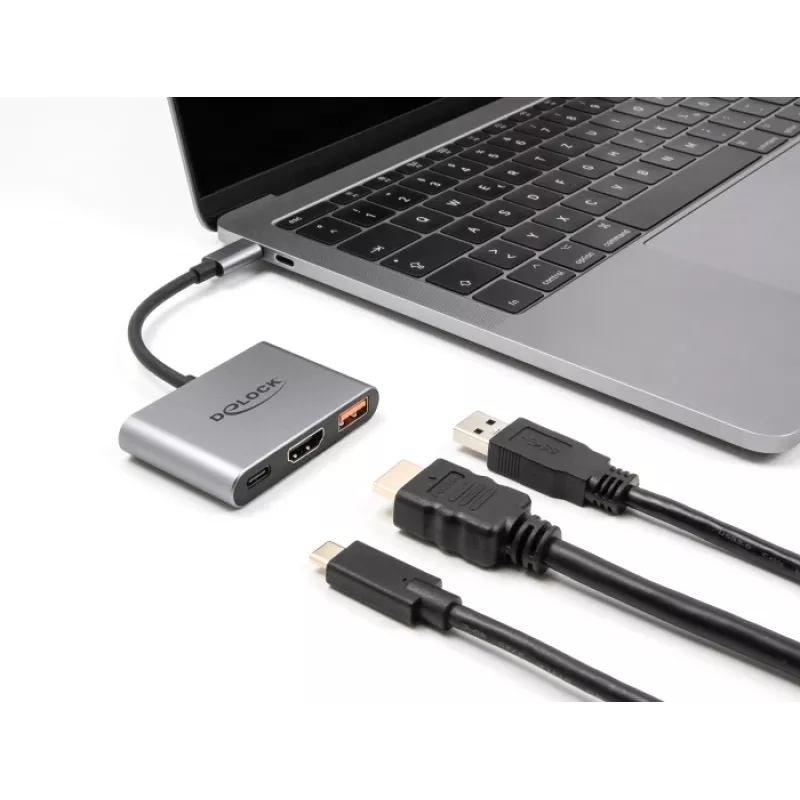 DeLOCK 61071 adattatore cavo video 0,1 m USB Type-C USB Type-C USB Type-A HDMI grigio
