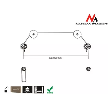 Maclean MC-557 - Supporto monitor/TV VESA, ultrasottile, 32-55 pollici, 50 kg