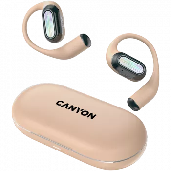 CANYON cuffie In-Ear OnFlow 12 OWS, beige Bluetooth 5.4, cancellazione del rumore ambientale, controllo touch, 4 microfoni con ENC