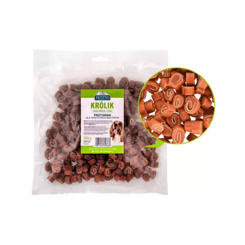 PETITTO Sushi di coniglio con pesce snack per cani, 500 g