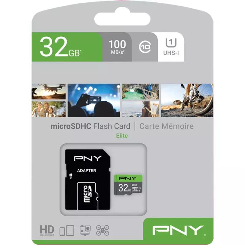 Scheda microSDHC PNY Elite 32 GB Class 10 UHS-I P-SDU32GU185GW-GE