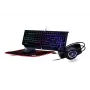 Gembird GGS-UMGL4-01 Phantom kit gaming 4 in 1 retroilluminato (tastiera, mouse, cuffie, tappetino per mouse), cablato USB, layout US, nero
