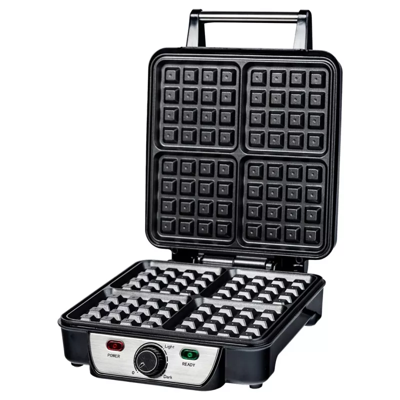 Macchina per waffle Ravanson GR-7030 — 4 waffle, 1100 W, piastre antiaderenti, termostato regolabile, manico che rimane freddo