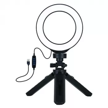 Ring light LED 12 cm con treppiede fino a 14,5 cm, USB