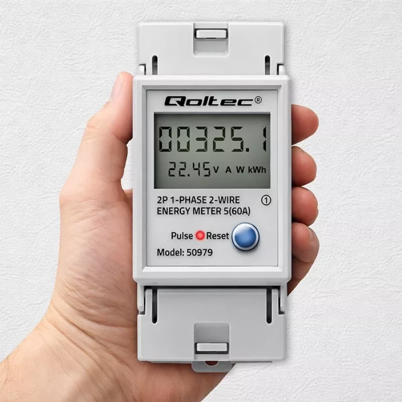 Contatore di energia QOLTEC monofase per guida DIN 230V (MPN 50979)