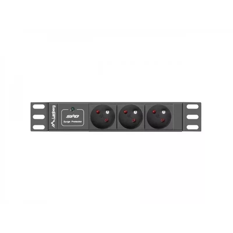 Ciabatta LANBERG PDU-03E-0200-BK — 1HE, 3x prese Type-E, 220–250 V, 16 A, cavo 2 m, nero