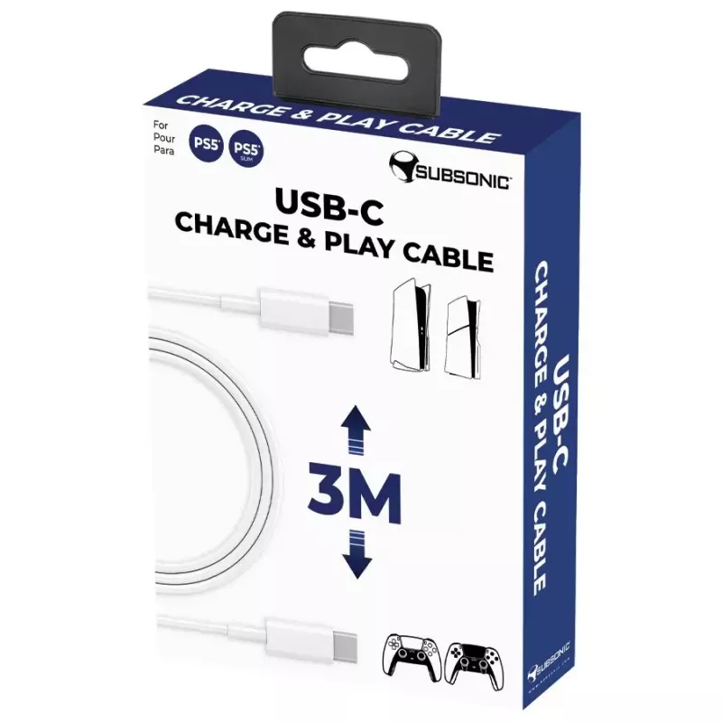 Cavo charge and play USB-C SUBSONIC SA5634 per PS5 – ricarica e connessione dati via cavo