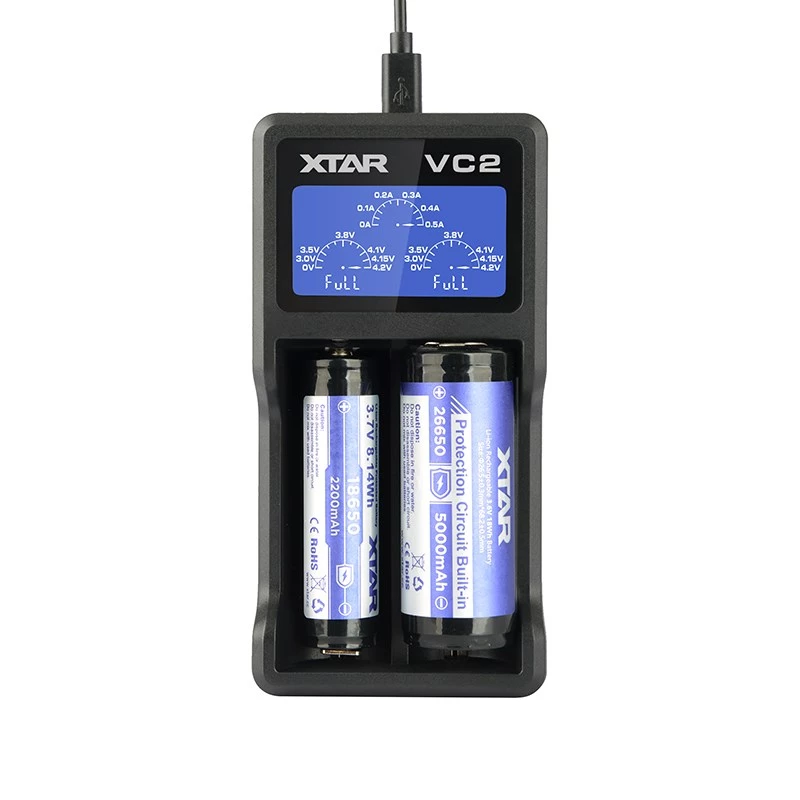 XTAR VC2 caricabatterie USB per batterie domestiche