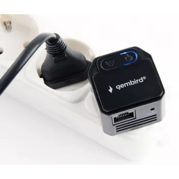 Ripetitore di rete GEMBIRD WNP-RP300-03-BK, 300 Mbps, 2,4 GHz, 802.11g, 1x RJ-45, antenna interna 3 dBi, AC 100–240V