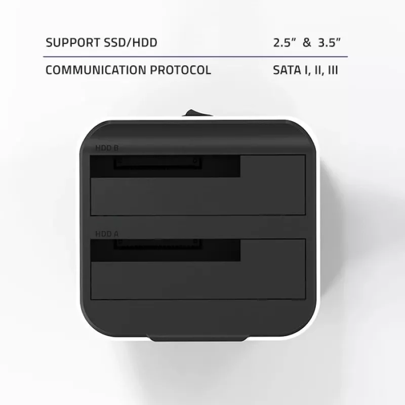Qoltec 50309 Docking station HDD SSD 2.5 3.5 | SATA III | USB 3.0 | Super Speed 5 Gb/s | con funzione di clonazione