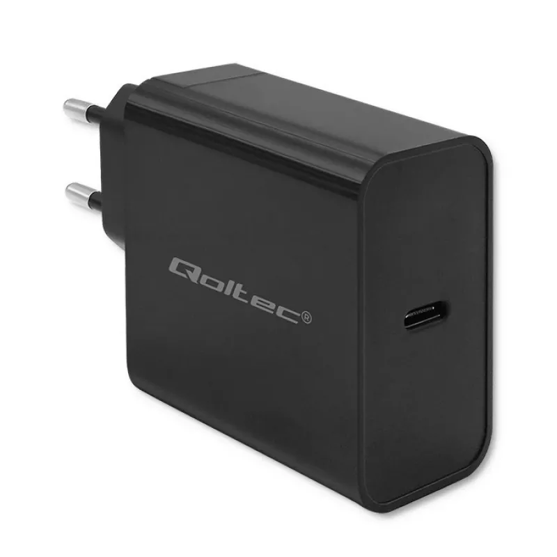 Caricabatterie QOLTEC Super Quick PD 65W USB‑C Power Delivery 5–20V, 1x USB‑C, USB PD 3.0, connettore maschio Type-C, 65 W