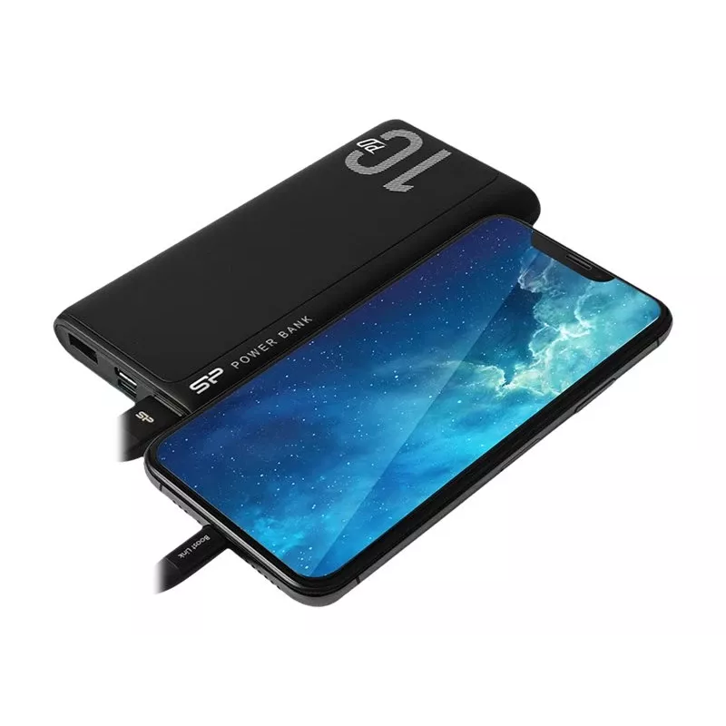 Powerbank Silicon Power QP15 10000 mAh, LiPo, 2x USB-A + 2x USB-C, ingresso Micro-USB, nero