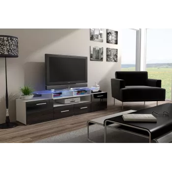 Mobile TV Cama EVORA 200 bianco/nero lucido