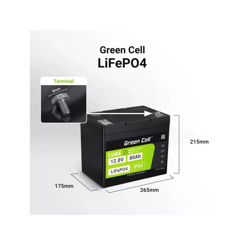 Batteria per UPS Green Cell LFPGC12V80AH litio-ferro-fosfato (LiFePO4) 12,8 V