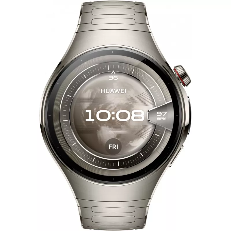 Smartwatch HUAWEI WATCH 5, 1,5 inch AMOLED, 466×466, 46 mm cassa in titanio, Wi‑Fi, GPS, argento