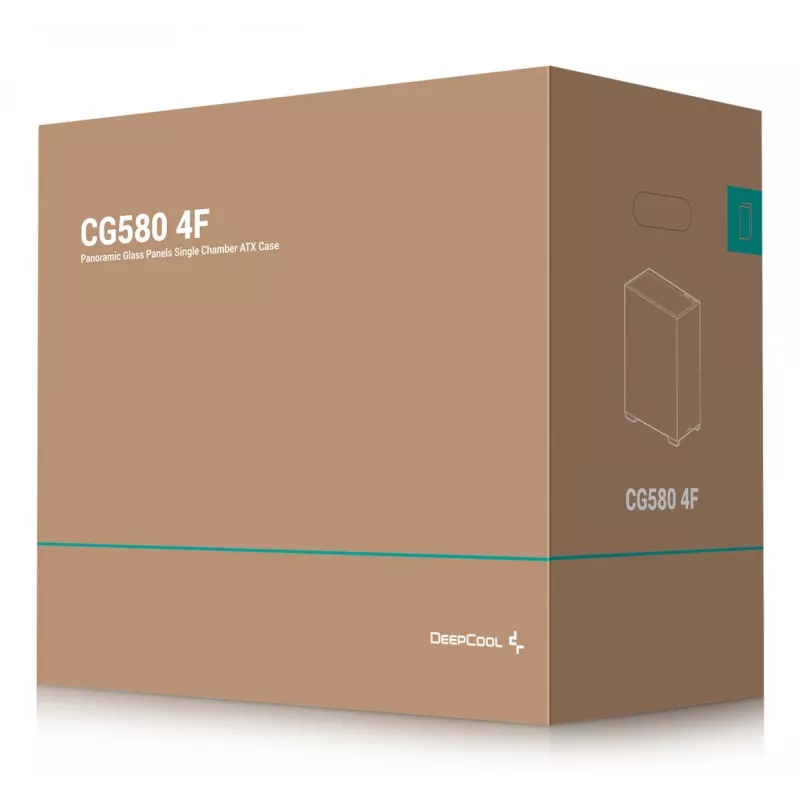 Case per PC DeepCool CG580 4F Midi Tower — ATX/ITX/MicroATX, vetro temperato, 3×120mm+1×120mm ventole, 2×3,5 pollici & 2×2,5 pollici, USB-A×2 USB-C×1, nero