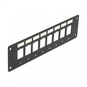 DeLOCK 86597 Patch panel Keystone vuoto, 8 porte, montaggio a superficie, nero