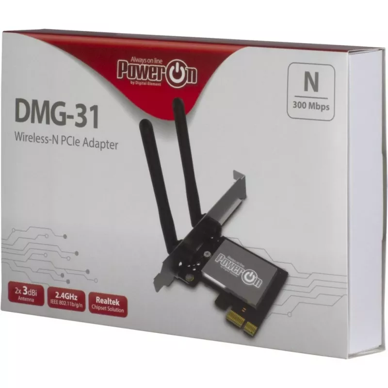 Inter-Tech DMG-31 - interno - senza fili - PCI Express - Wi-Fi - Wi-Fi 4 (802.11n) - 300 Mbit/s (88888147)