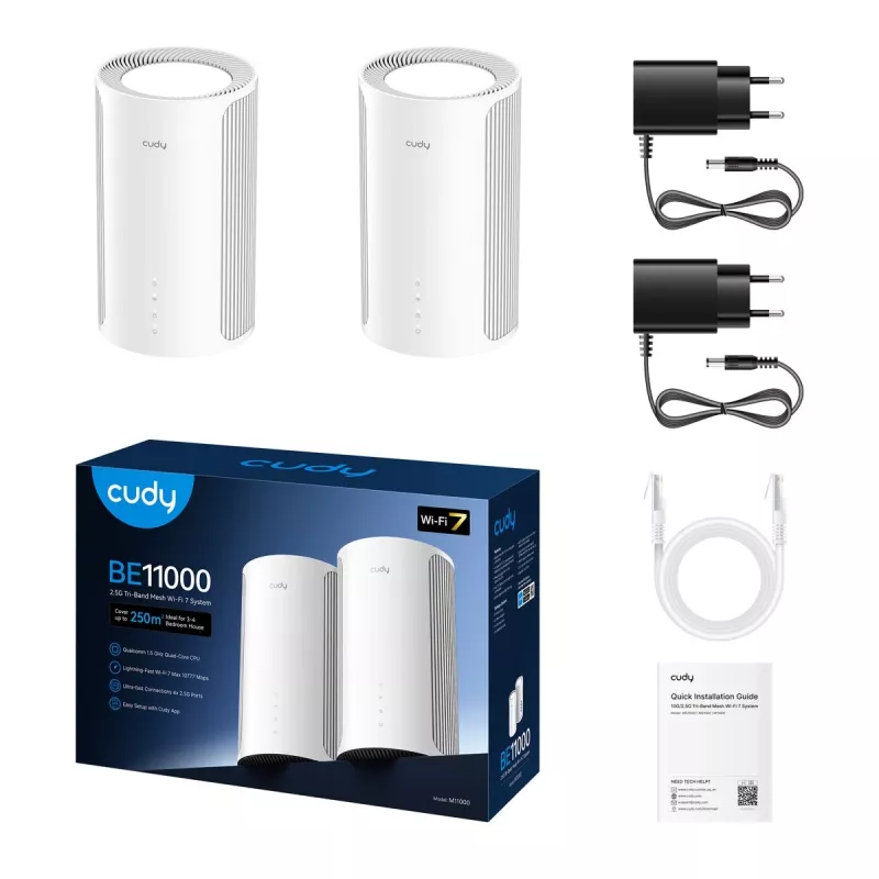 Cudy M11000 tri-band (2,4 GHz / 5 GHz / 6 GHz) Wi-Fi 7 (802.11be) bianco 4 interne