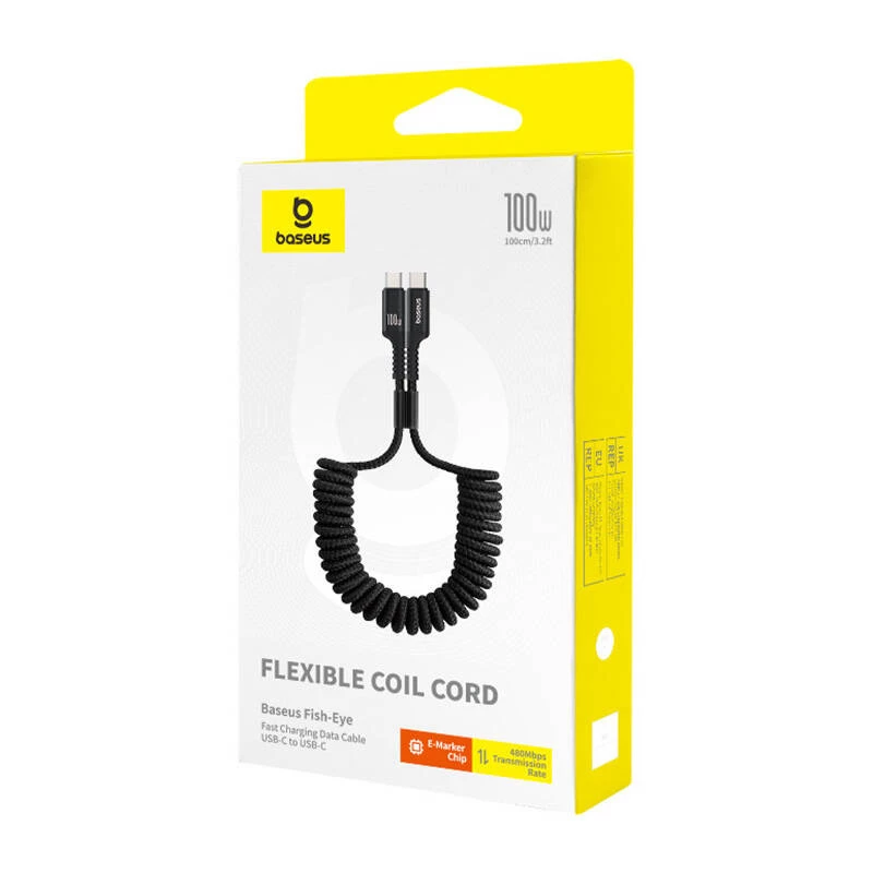 Cavo di ricarica rapida Baseus Fish-Eye USB-C a USB-C 1 m 100 W nero
