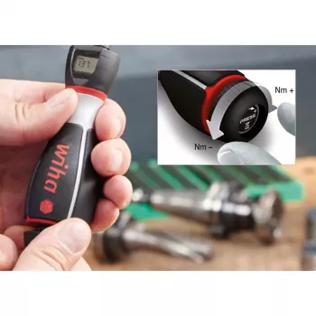 Cacciavite dinamometrico multibit manuale Wiha 36888 — larghezza 40 mm, lunghezza 134 mm, peso 373 g