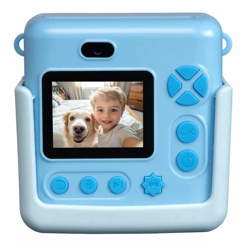 Denver KPC-1363BU Fotocamera istantanea per bambini Dino con stampante termica, 20 MP, blu