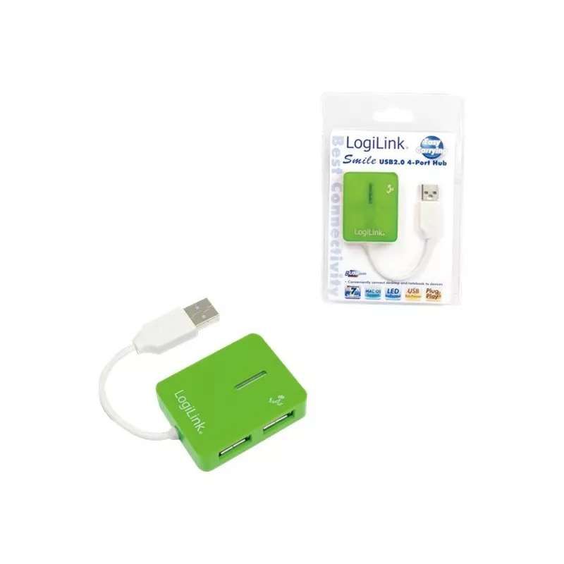 Hub USB LOGILINK UA0138 — hub USB 2.0 4 porte, verde, fino a 480 Mbit/s