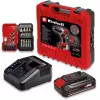 Einhell TE-CD 18/2 Li-i +22 trapano avvitatore a percussione a batteria 18 V, 1250 giri/min, con batteria da 2,5 Ah, caricabatterie e valigetta, rosso/nero