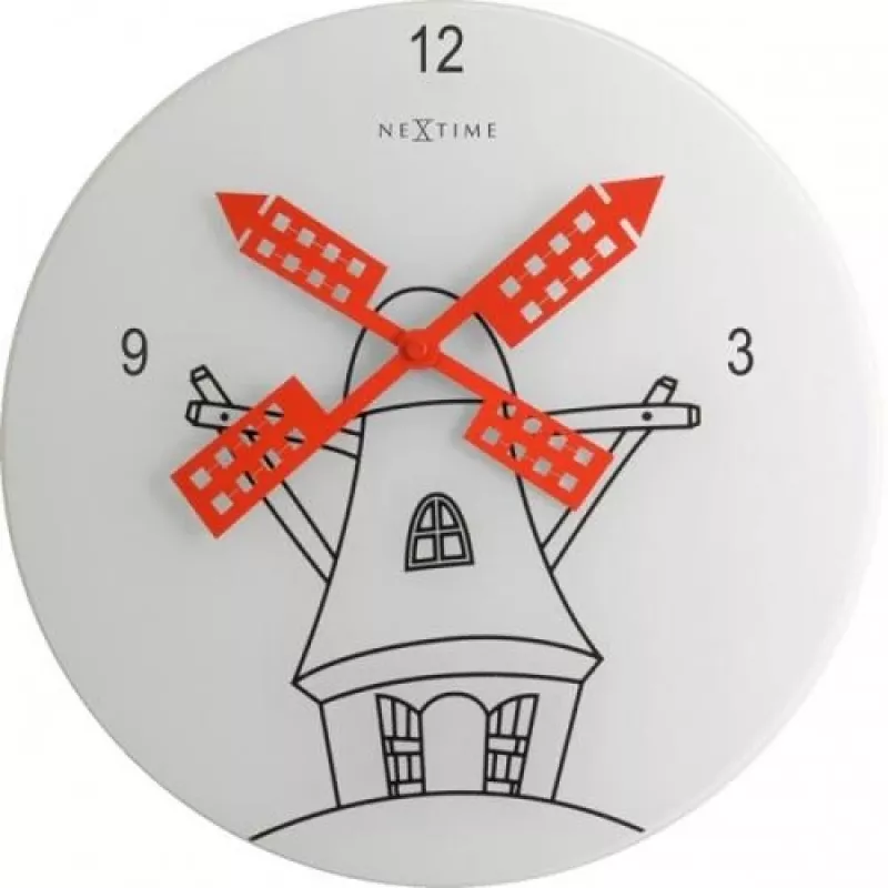 NeXtime orologio 8807 Windmil, Ø30 cm, da parete, bianco/nero/rosso