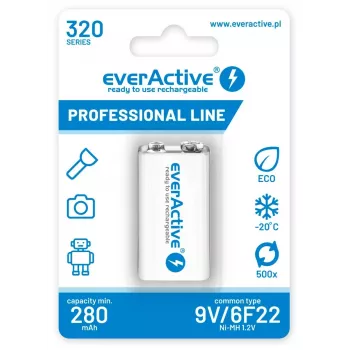 Batteria ricaricabile everActive EVHRL22-320 9V NiMH prismatica 8,4V, 55 g, 48,5 mm