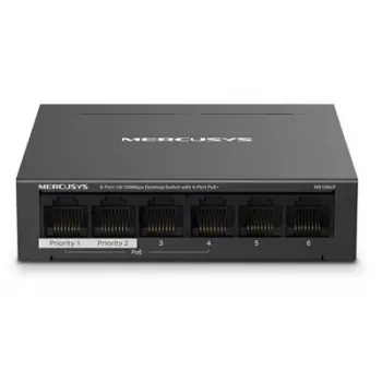 Mercusys switch desktop 6 porte 10/100Mbps con 4 porte PoE+