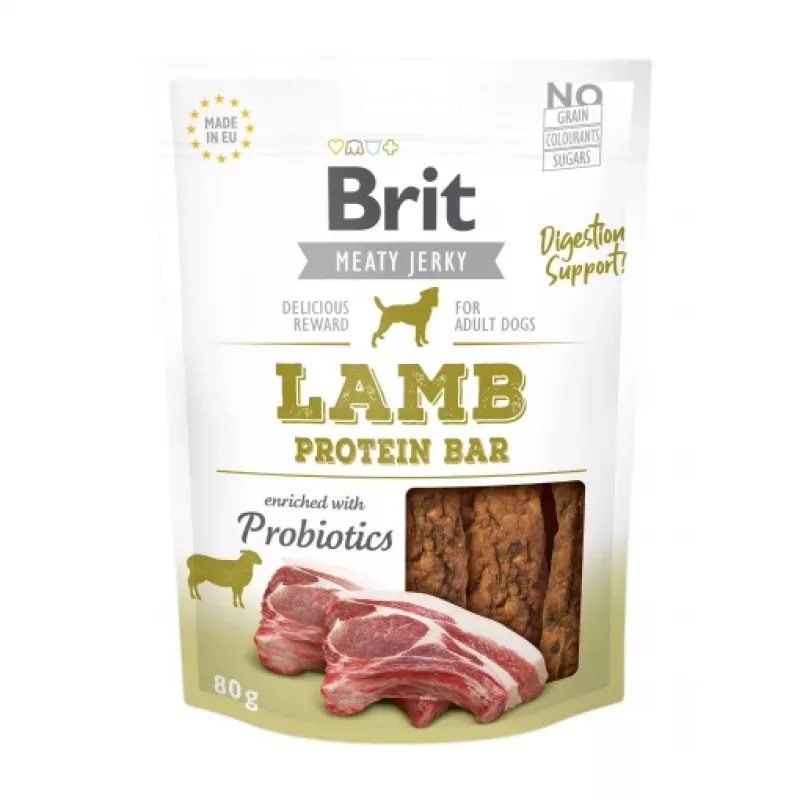 Brit Jerky Lamb Protein Bar snack per cani 200 g – da masticare, 30% proteine, 26% grassi, senza glutine e zuccheri