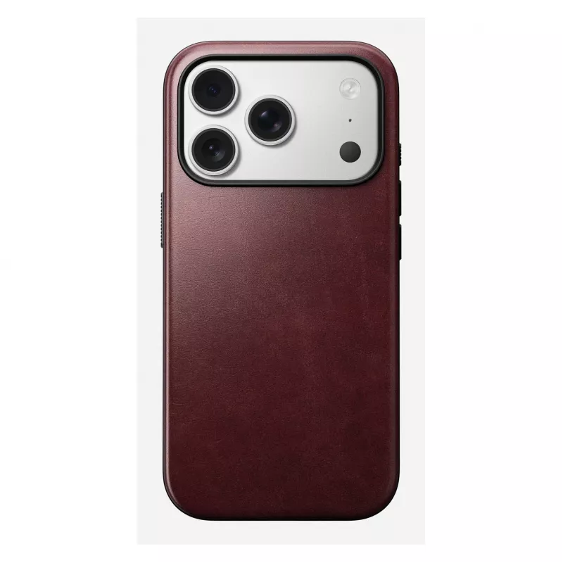 Custodia per smartphone Nomad Modern Leather Case per iPhone 17 Pro, pelle + TPU + PC, per schermo da 16 cm (6,3 pollici), bordeaux