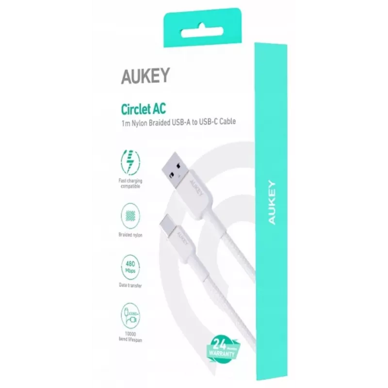 Cavo in nylon AUKEY CB-NAC1 bianco USB-C a USB-A