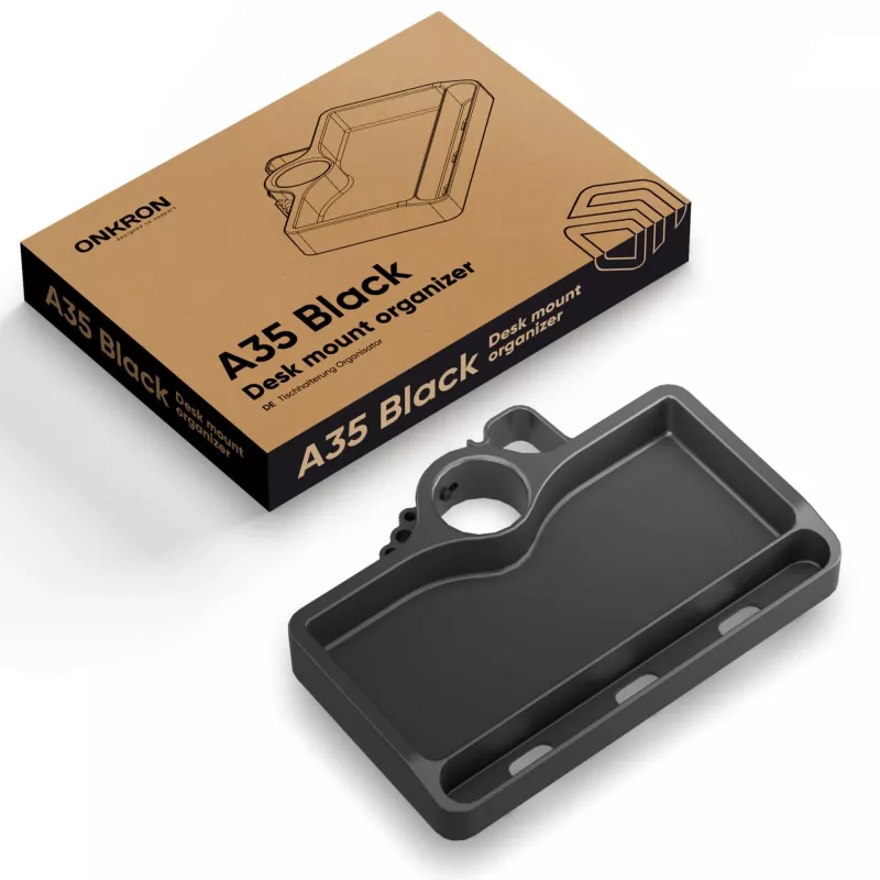 Mensola ONKRON A35, plastica ABS nera, 190×105 mm, 160 g