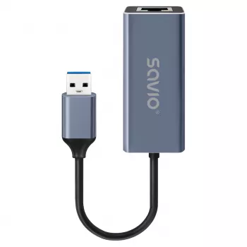 Adattatore di interfaccia di rete SAVIO AK-83 USB Type-A a RJ-45 connettore maschio, 5 Gbit/s, nero