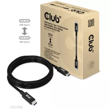 CLUB3D cavo USB4 Gen3x2 Type-C bidirezionale 8K60Hz, dati 40Gbps, PD 240W(48V/5A) EPR M/M 2m / 6.56ft
