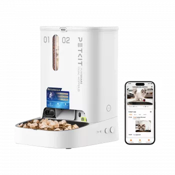 Distributore automatico di cibo PETKIT YumShare Dual-hopper 2 con fotocamera, capacità 5 L, ABS e acciaio inox 304, bianco