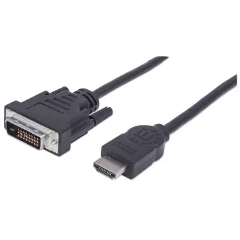 Manhattan cavo HDMI a DVI-D 24+1, 1,8 m, connettore maschio su connettore maschio, nero, equivalente a HDMIDVIMM6, Dual Link, compatibile con DVD-D, garanzia a vita, sacchetto in polietilene