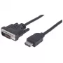 Manhattan cavo HDMI a DVI-D 24+1, 1,8 m, connettore maschio su connettore maschio, nero, equivalente a HDMIDVIMM6, Dual Link, compatibile con DVD-D, garanzia a vita, sacchetto in polietilene
