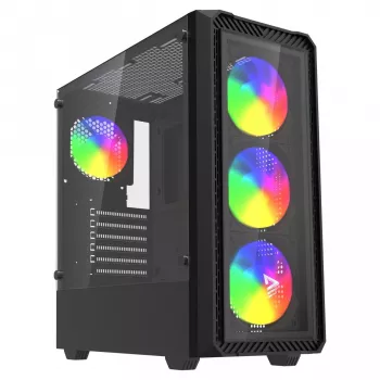 Case PC Cube SAVIO Noctis Glass RGB — nero, ATX/Micro-ATX, 210×410×450 mm, 3×120 mm ventole frontali