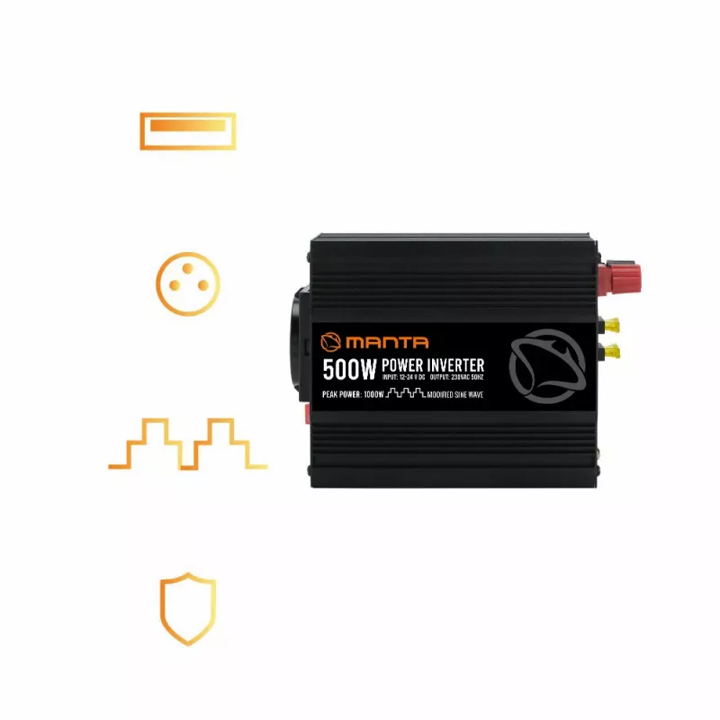 Inverter di potenza MANTA MPI500M 500W potenza continua / 1000W potenza di picco DC a AC