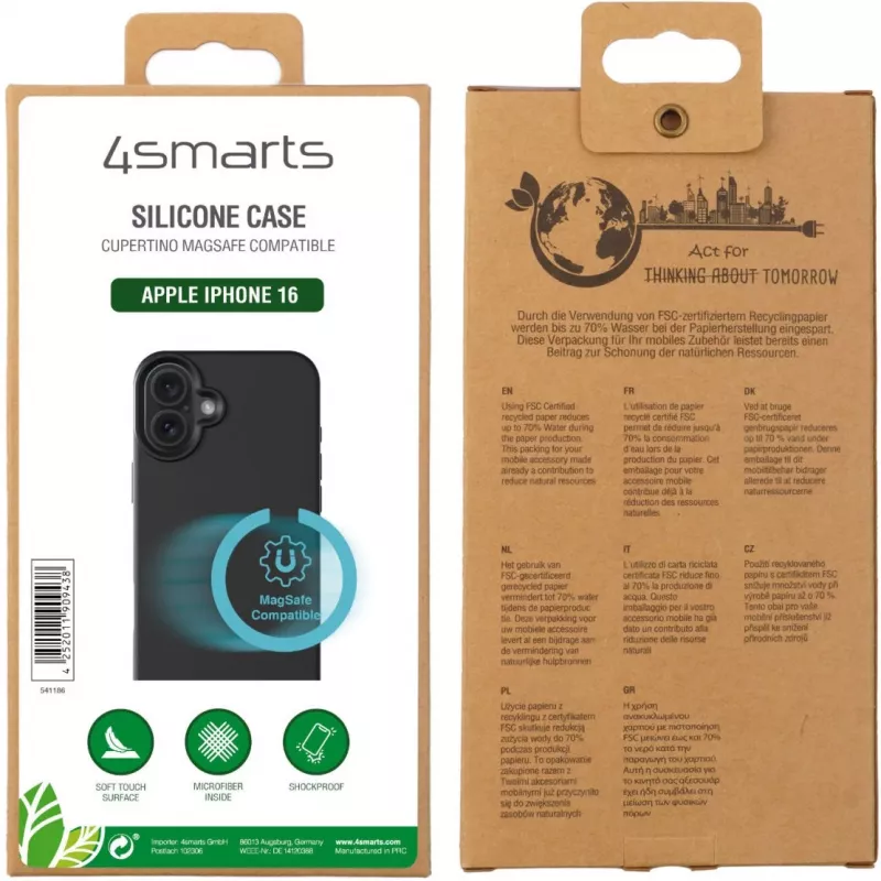 4smarts custodia in silicone Cupertino per Apple iPhone 16 compatibile MagSafe