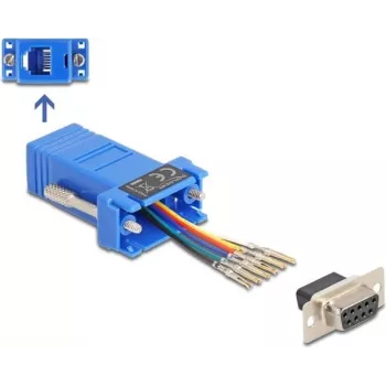 Kit di montaggio DeLOCK D-Sub 9 femmina su RJ12 femmina blu