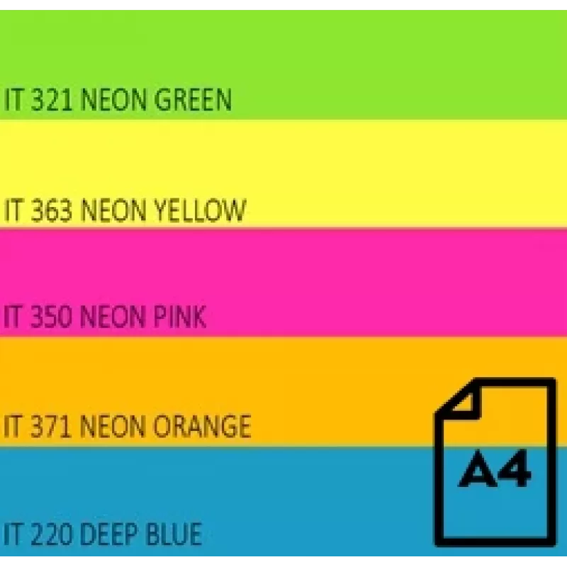 Carta neon colorata Double A, 75 g, A4, 100 fogli, Rainbow 4, 5 colori neon