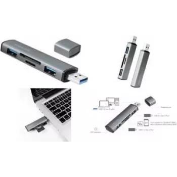 LogiLink UA0394 hub USB 3.2 Gen 2 con case in alluminio, con lettore di schede SD integrato, con stato