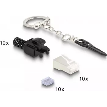 DeLOCK connettore modulare RJ45 Cat.6A bloccabile 10 pezzi set nero metallizzato connettore